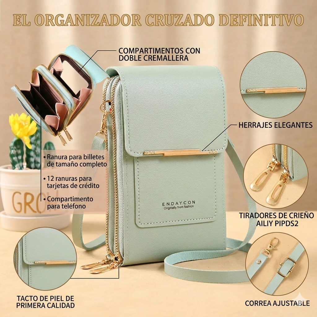 Cartera Bandolera Multifunción con Ventana para Teléfono
